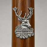 Bryce Canyon National Park Deer hiking stick medallion installed on a wooden hiking staff