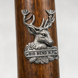 Big Bend National Park Deer hiking stick medallion installed on a wooden hiking staff