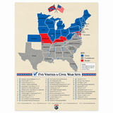 U.S. Civil War Sites Checklist Poster - 18" x 24"