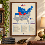 U.S. Civil War Sites Checklist Poster - 18" x 24"