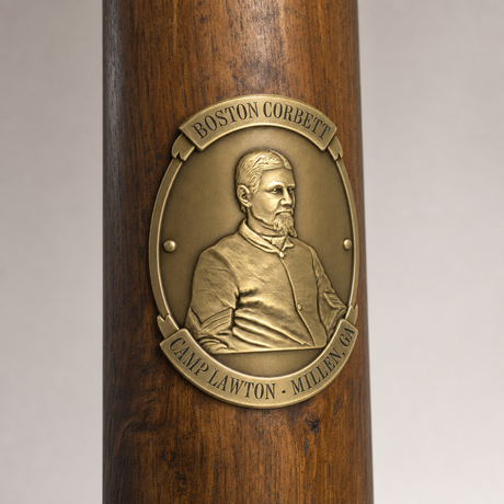 Camp Lawton - Georgia hiking stick medallion installed on a wooden hiking staff