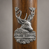 Grand Canyon National Park Deer hiking stick medallion installed on a wooden hiking staff