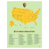 U.S. National Parks Checklist Poster – 18" × 24"