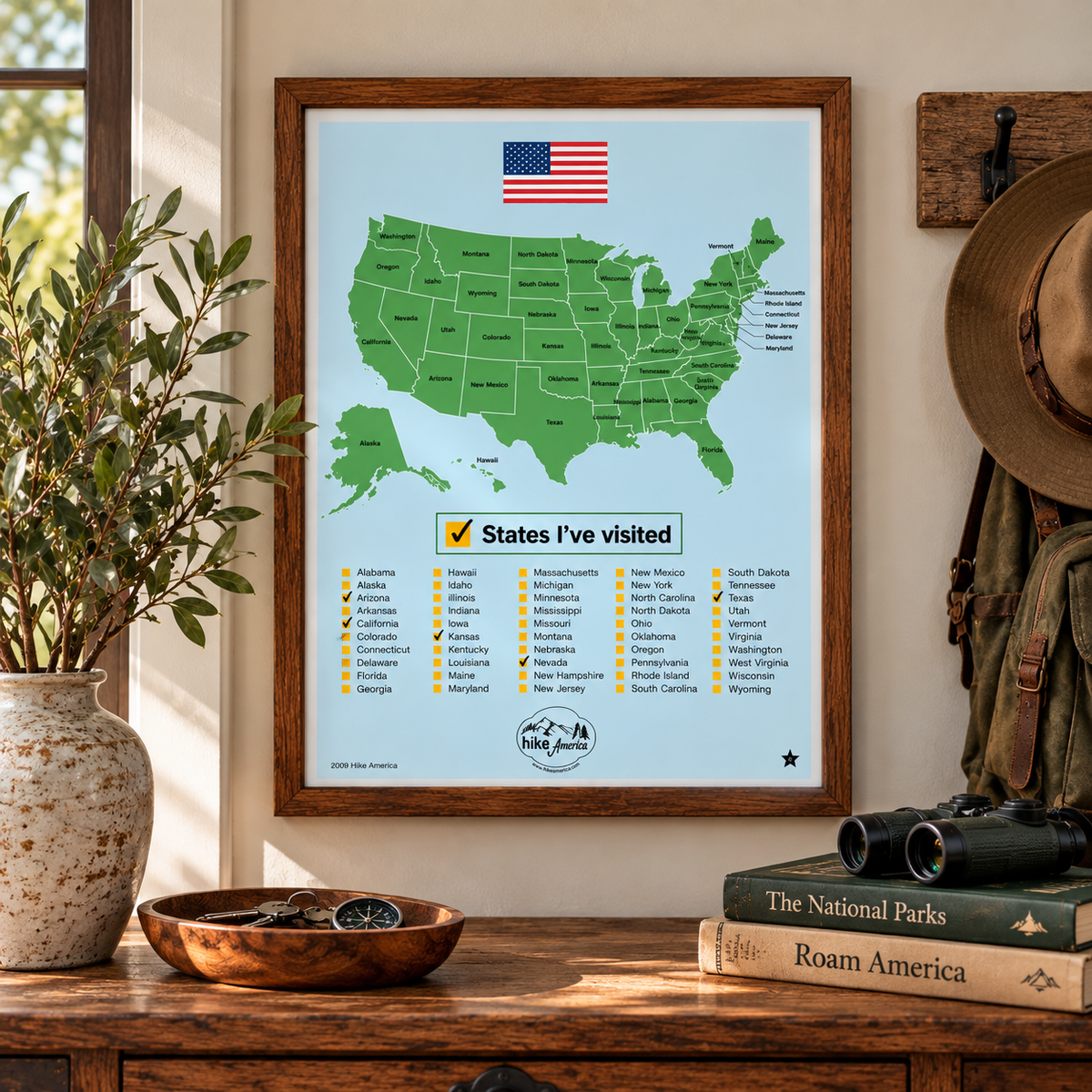 U.S. States Checklist Poster - 18" x 24"