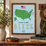 U.S. States Checklist Poster - 18" x 24"