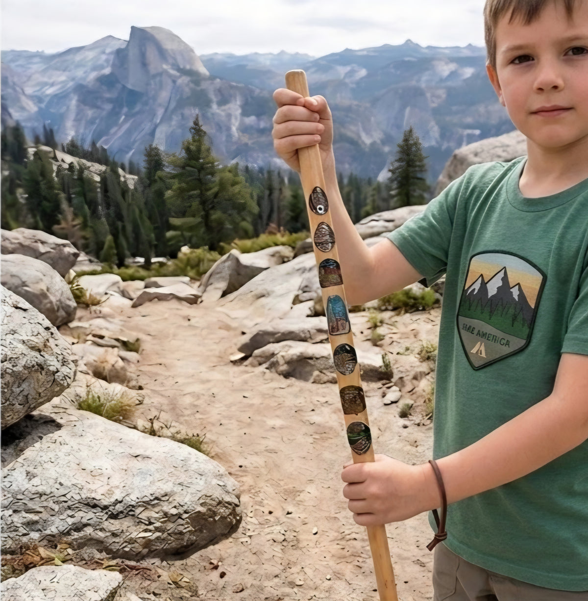 Kid's Handcrafted German Chestnut Hiking Staff